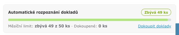 Zkrácená karta automatického rozpoznání dokladů nad seznamem Došlé doklady